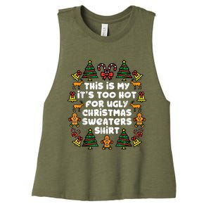 Too Hot Ugly Christmas Sweaters Funny Xmas Family Women's Racerback Cropped Tank