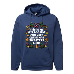 Too Hot Ugly Christmas Sweaters Funny Xmas Family Performance Fleece Hoodie