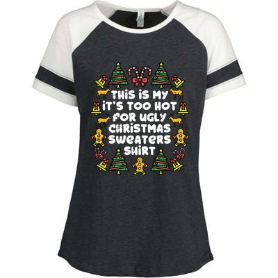 Too Hot Ugly Christmas Sweaters Funny Xmas Family Enza Ladies Jersey Colorblock Tee