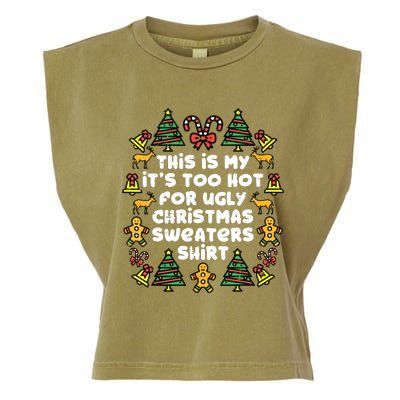 Too Hot Ugly Christmas Sweaters Funny Xmas Family Garment-Dyed Women's Muscle Tee