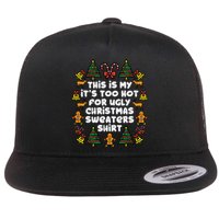 Too Hot Ugly Christmas Sweaters Funny Xmas Family Flat Bill Trucker Hat