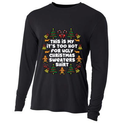 Too Hot Ugly Christmas Sweaters Funny Xmas Family Cooling Performance Long Sleeve Crew