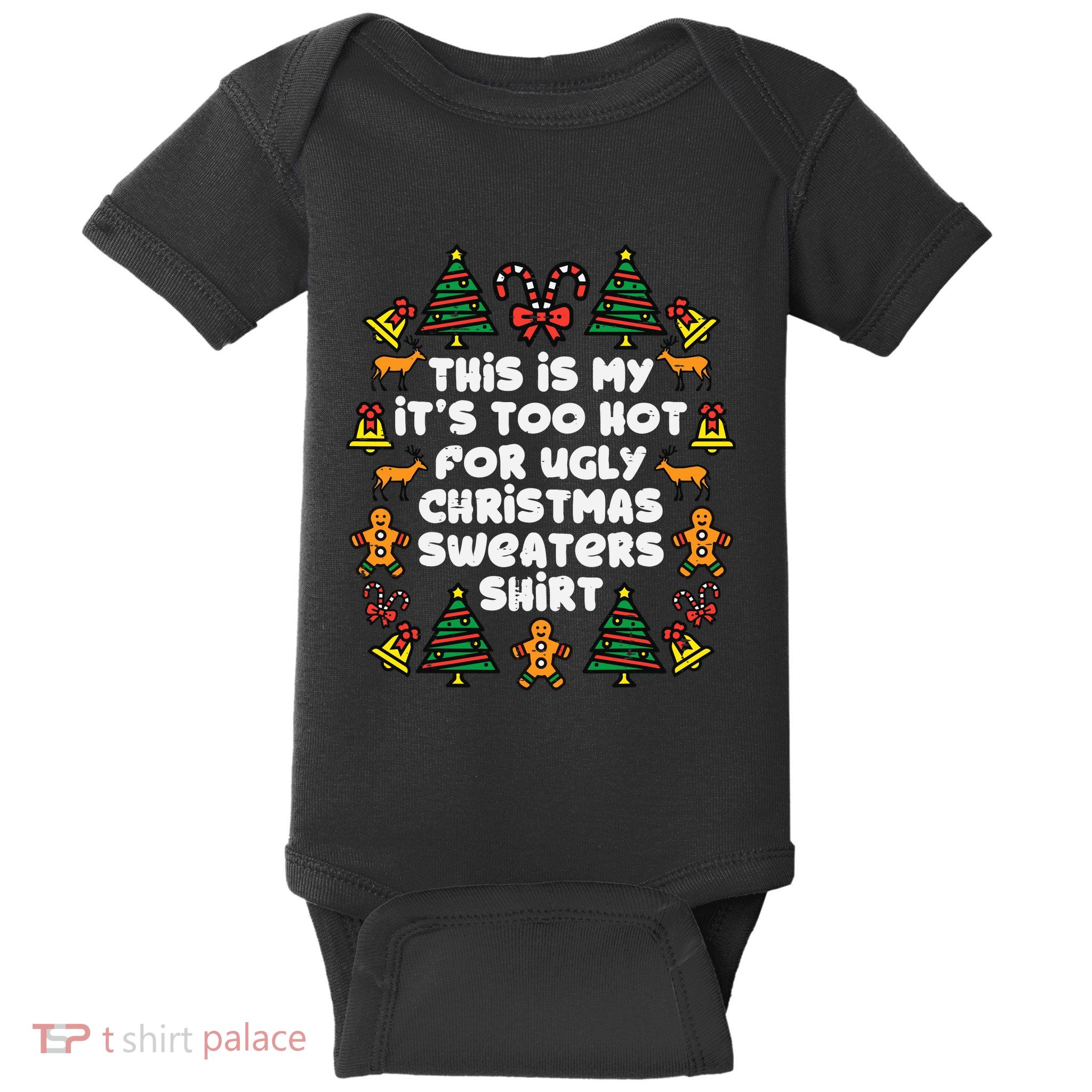 Too Hot Ugly Christmas Sweaters Funny Xmas Family Baby Bodysuit