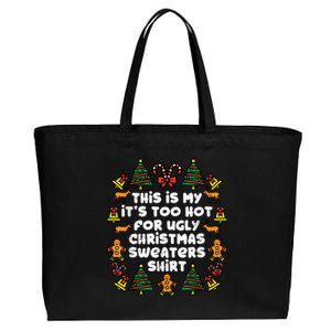 Too Hot Ugly Christmas Sweaters Funny Xmas Women Family Cotton Canvas Jumbo Tote