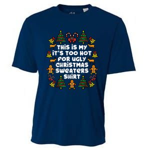 Too Hot Ugly Christmas Sweaters Funny Xmas Women Family Cooling Performance Crew T-Shirt