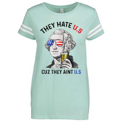 They Hate Us Cuz They Aint Us Funny 4th Of July Enza Ladies Jersey Football T-Shirt