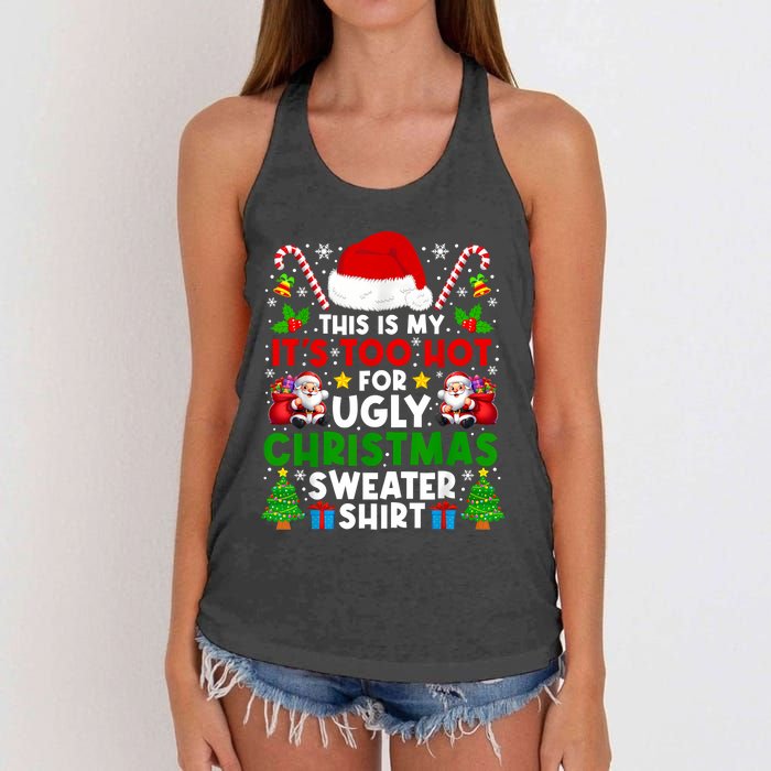 Too Hot Ugly Christmas Sweaters Family Xmas Pajamas Holiday Women's Knotted Racerback Tank