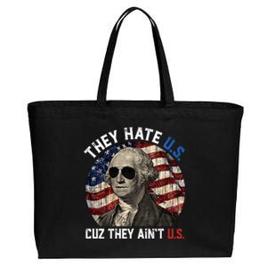 They Hate Us Cuz They AinT Us Usa American Flag 4th Of July Cotton Canvas Jumbo Tote