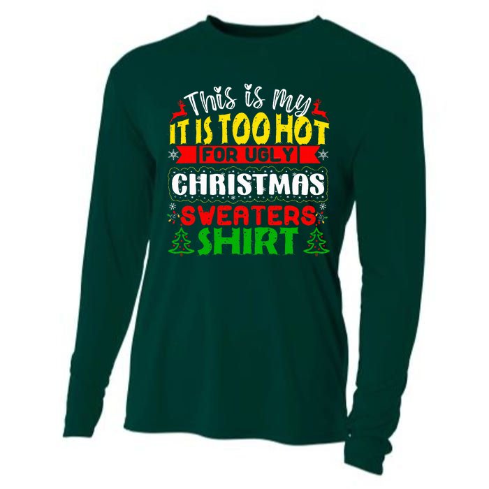 TOO HOT UGLY Christmas Sweaters Funny Xmas  Family  Cooling Performance Long Sleeve Crew