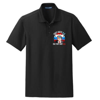 They Hate Us Cuz They Aint Us Funny 4th Of July USA Dry Zone Grid Polo