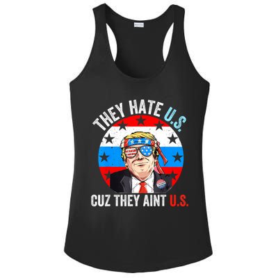 They Hate Us Cuz They Aint Us Funny 4th Of July USA Ladies PosiCharge Competitor Racerback Tank