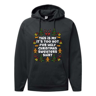 Too Hot Ugly Christmas Sweaters Funny Xmas Men Women Family Performance Fleece Hoodie