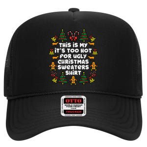 Too Hot Ugly Christmas Sweaters Funny Xmas Men Women Family High Crown Mesh Back Trucker Hat