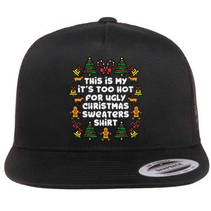 Too Hot Ugly Christmas Sweaters Funny Xmas Men Women Family Flat Bill Trucker Hat