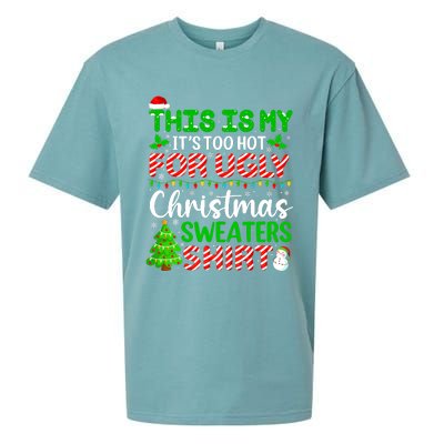 Too Hot Ugly Christmas Sweaters Funny Xmas Family Sueded Cloud Jersey T-Shirt