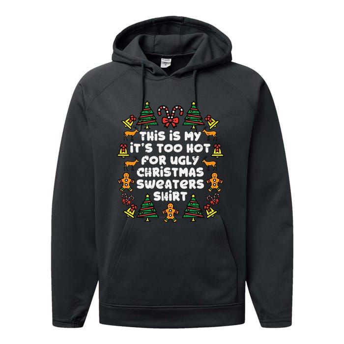 Too Hot Ugly Christmas Sweaters Funny Xmas Family Performance Fleece Hoodie