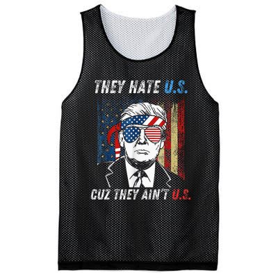 They Hate Us Cuz They AinT Us Funny Trump 4th Of July Mesh Reversible Basketball Jersey Tank