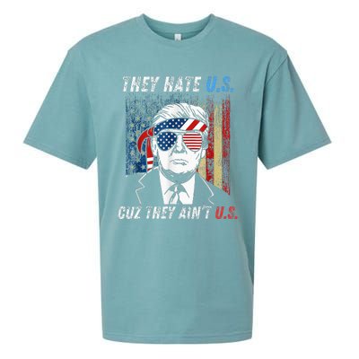 They Hate Us Cuz They AinT Us Funny Trump 4th Of July Sueded Cloud Jersey T-Shirt