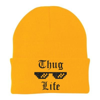 Thug Life Retro Glasses Meme Knit Cap Winter Beanie