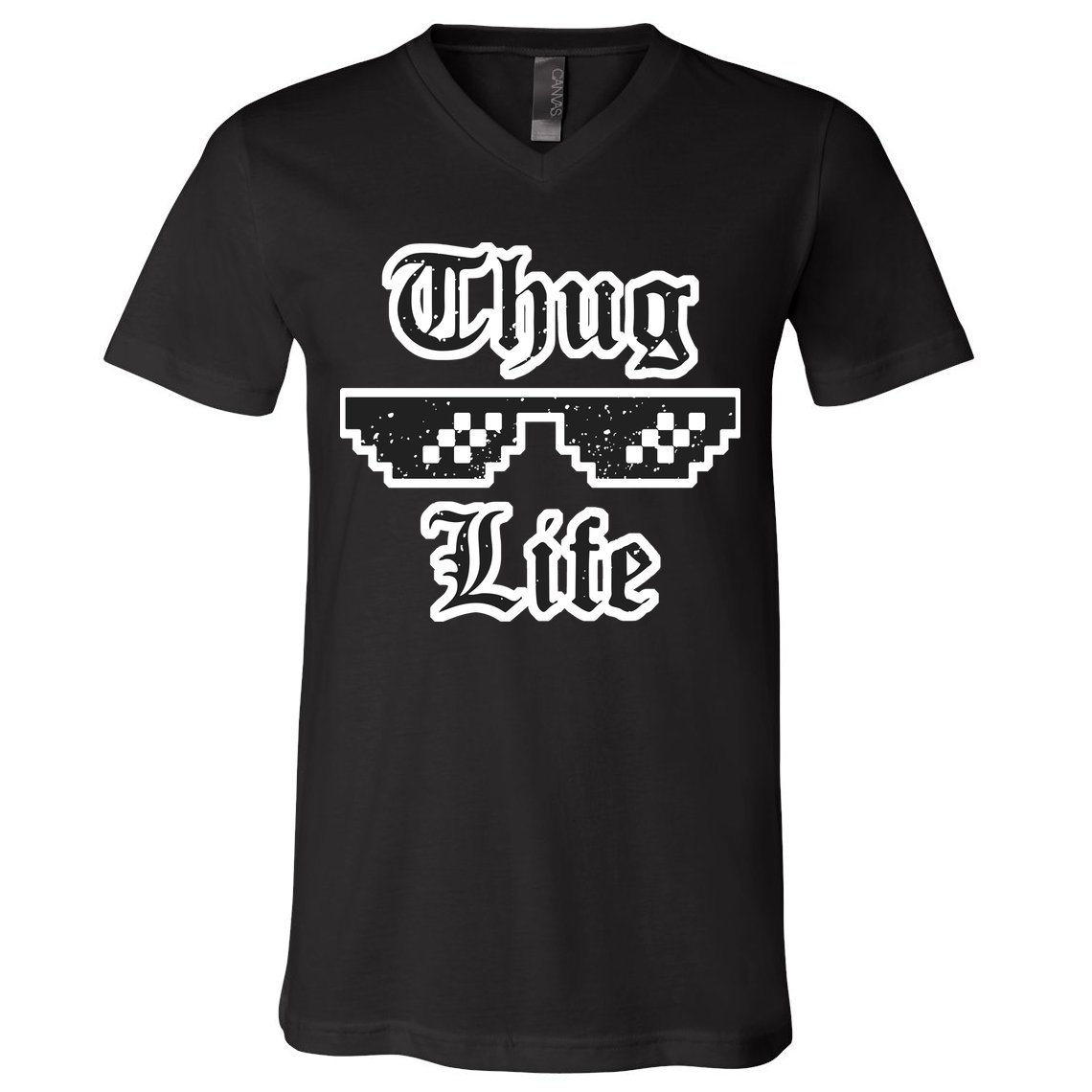 Thug Life Retro Glasses Meme V-Neck T-Shirt