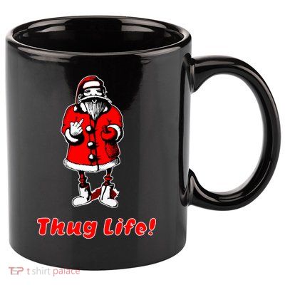 Thug Life Santa Claus Finger Christmas 11oz C Handle Ceramic Mug