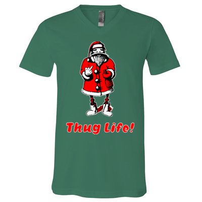 Thug Life Santa Claus Finger Christmas V-Neck T-Shirt