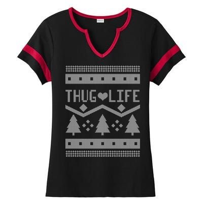 Thug Life Ugly Christmas Sweater Ladies Halftime Notch Neck Tee