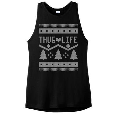 Thug Life Ugly Christmas Sweater Ladies PosiCharge Tri-Blend Wicking Tank