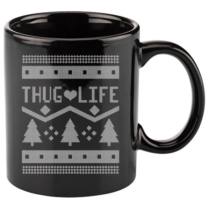 Thug Life Ugly Christmas Sweater 11oz C Handle Ceramic Mug