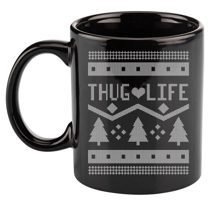 Thug Life Ugly Christmas Sweater 11oz C Handle Ceramic Mug