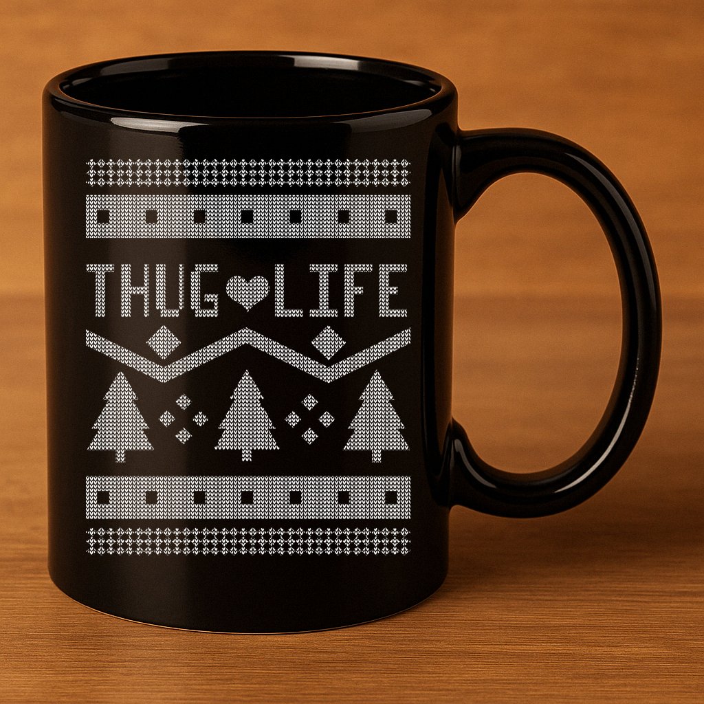 Thug Life Ugly Christmas Sweater 11oz C Handle Ceramic Mug