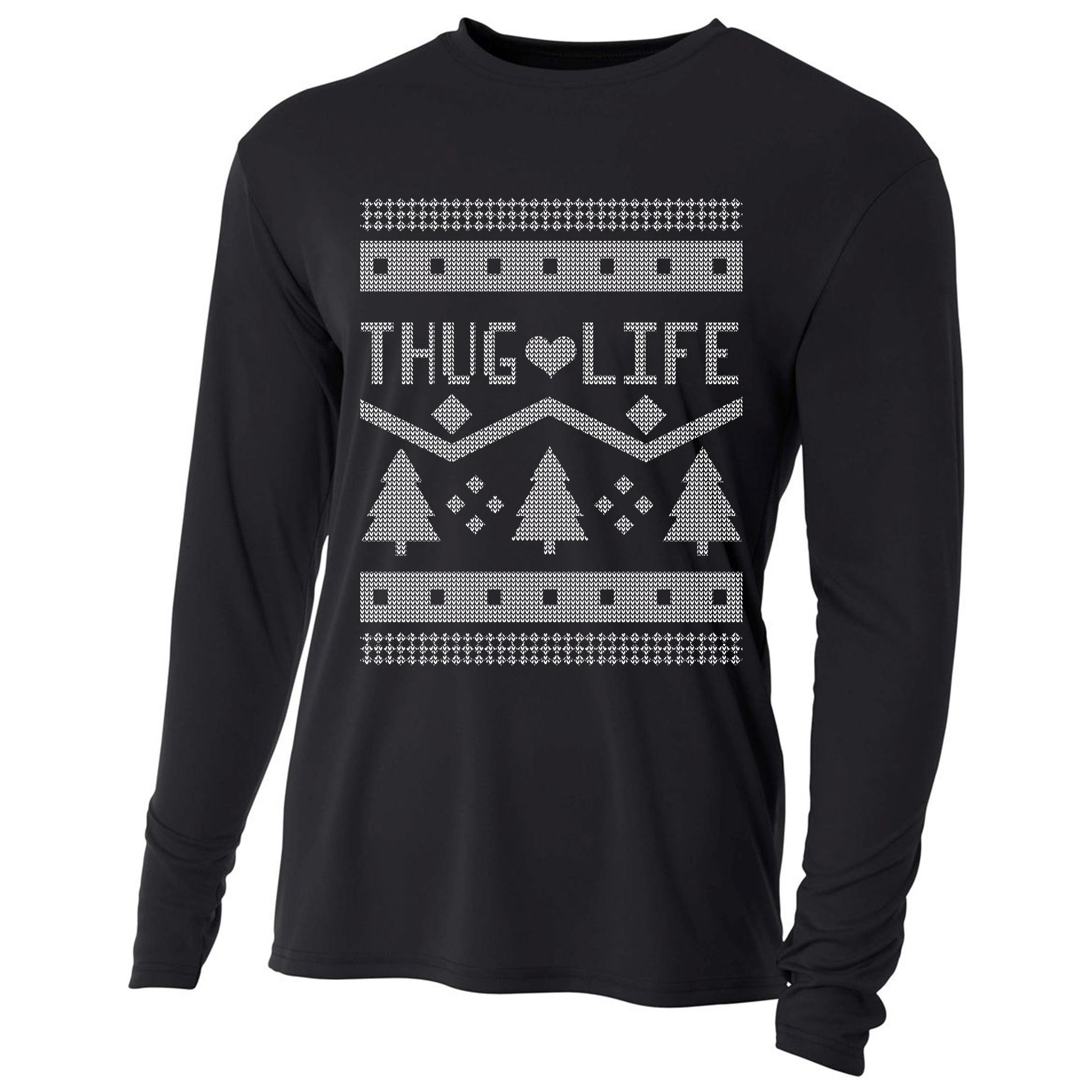 Thug Life Ugly Christmas Sweater Cooling Performance Long Sleeve Crew