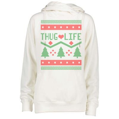 Thug Life Ugly Christmas Sweater Womens Funnel Neck Pullover Hood