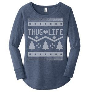 Thug Life Ugly Christmas Sweater Women's Perfect Tri Tunic Long Sleeve Shirt