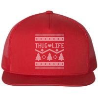 Thug Life Ugly Christmas Sweater Flat Bill Trucker Hat