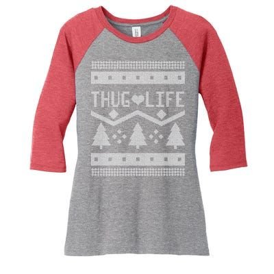 Thug Life Ugly Christmas Sweater Women's Tri-Blend 3/4-Sleeve Raglan Shirt