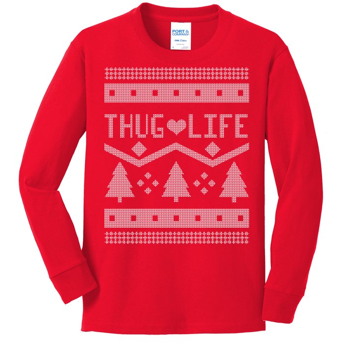 Thug Life Ugly Christmas Sweater Kids Long Sleeve Shirt