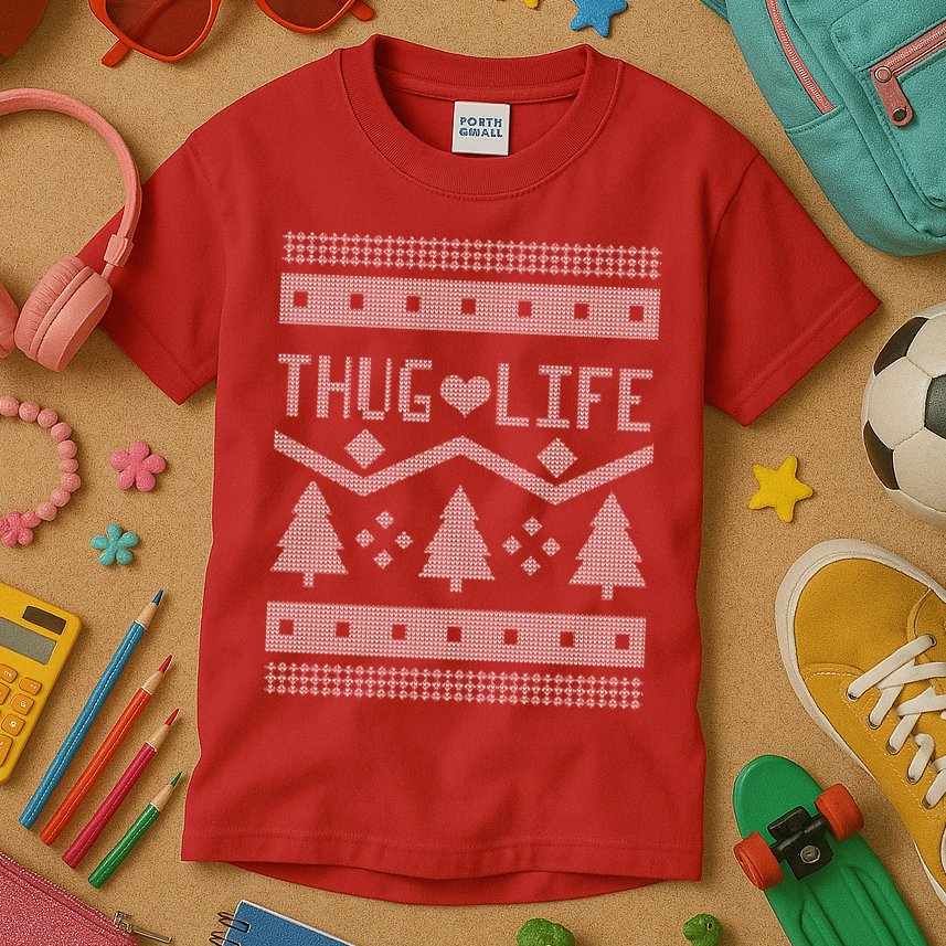 Thug Life Ugly Christmas Sweater Kids T-Shirt