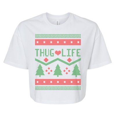 Thug Life Ugly Christmas Sweater Bella+Canvas Jersey Crop Tee