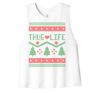 Thug Life Ugly Christmas Sweater Women's Racerback Cropped Tank