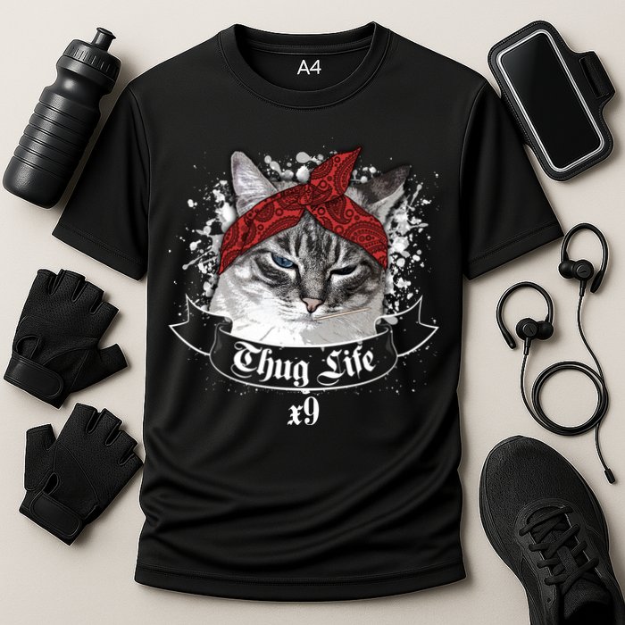 Thug Life X9 Gangster Cat Cooling Performance Crew T-Shirt