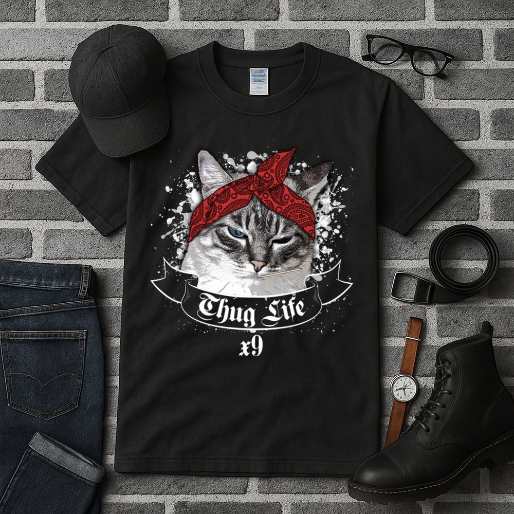 Thug Life X9 Gangster Cat Tall T-Shirt