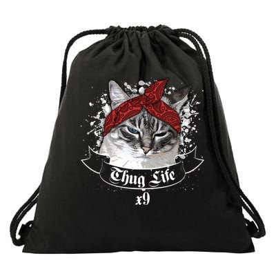 Thug Life X9 Gangster Cat Drawstring Bag