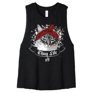 Thug Life X9 Gangster Cat Women's Racerback Cropped Tank