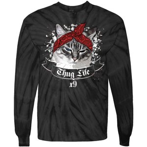 Thug Life X9 Gangster Cat Tie-Dye Long Sleeve Shirt