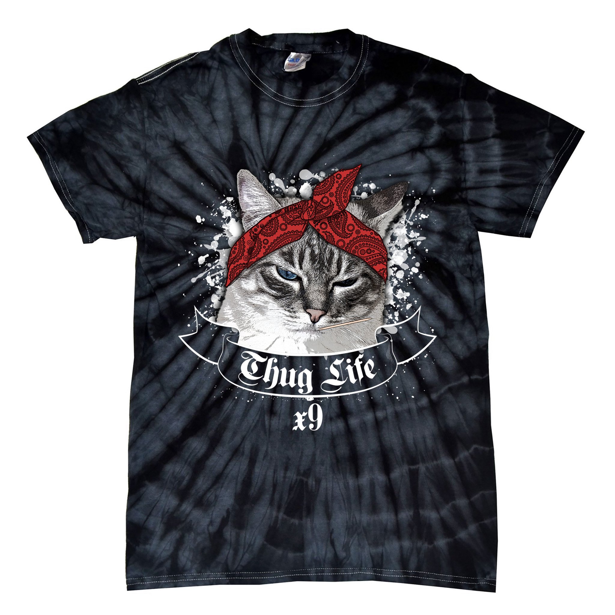 Thug Life X9 Gangster Cat Tie-Dye T-Shirt