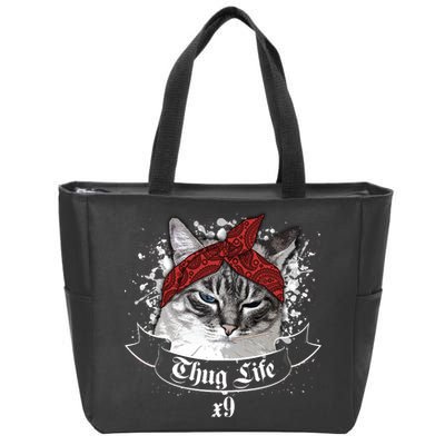 Thug Life X9 Gangster Cat Zip Tote Bag