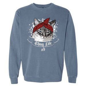 Thug Life X9 Gangster Cat Garment-Dyed Sweatshirt