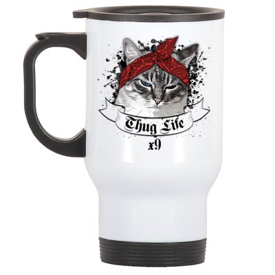 Thug Life X9 Gangster Cat Stainless Steel Travel Mug