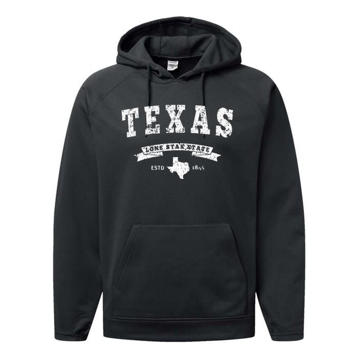 Texas Hoodie Vintage Texas Swea Retro Design TX Performance Fleece Hoodie